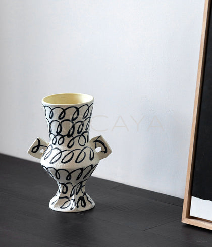 Dadan Hand Painted Double Ear Vase 2 - scene