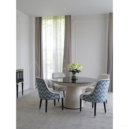 Blue Weave Dining Table - scene