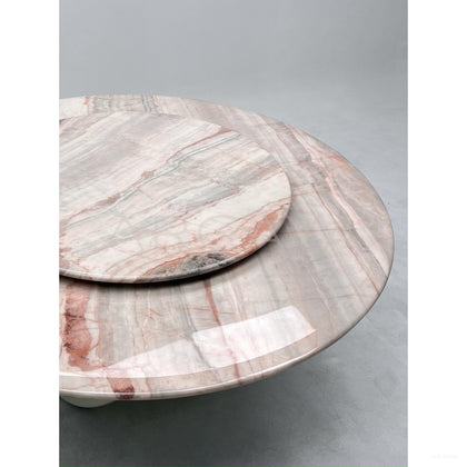 Double Leaf Base Pink Stone Round Table - scene