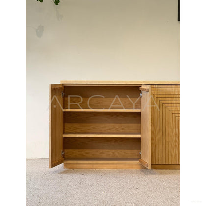 Geometric Wood Entryway Cabinet - scene