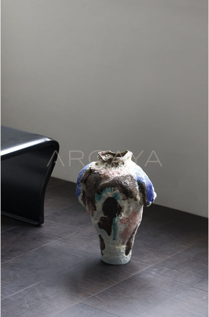 Wabi Sabi Abstract Textured Ceramic Vase - scene