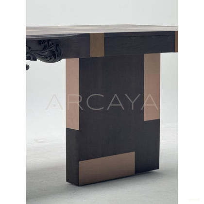 Vintage Carved Copper Desk Vanity Cabinet - scene