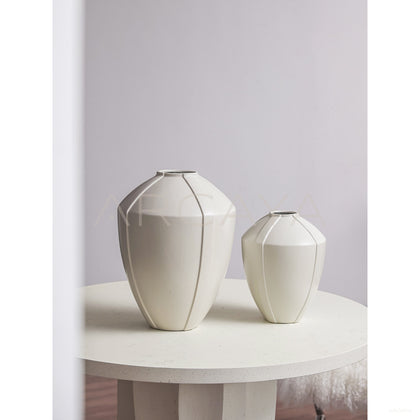 Mid Century Four Sided Ceramic Vase - scene