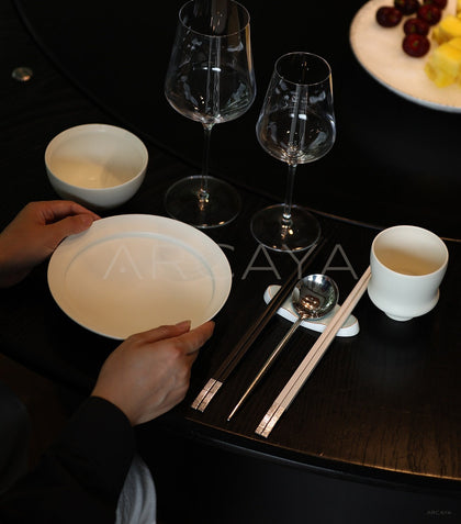 Rongbai Collab White Porcelain Four Person Set - scene
