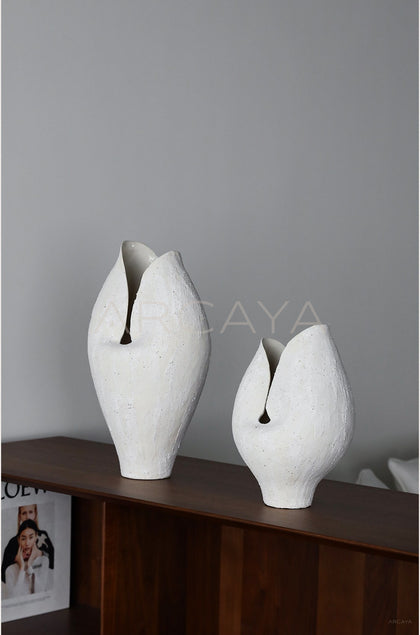 Wabi Sabi Stoneware Textured Vase - scene