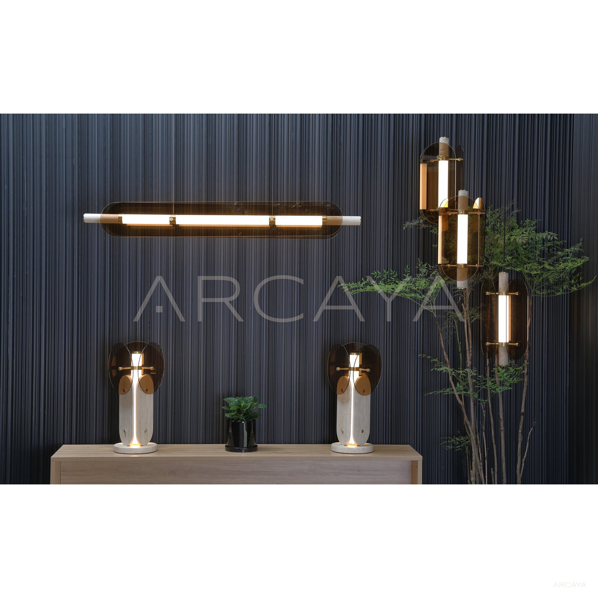 Amber Three Wing Pendant Light 21955 in detail