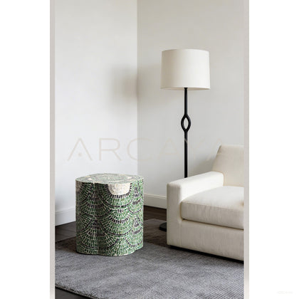 Shell Inlay Side Table Shelf - scene