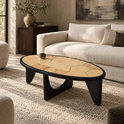 Poplar Burl Veneer Coffee Table - scene
