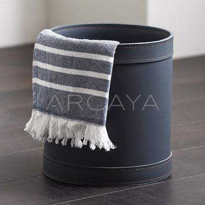 Leather Storage Bucket Laundry Bin - main