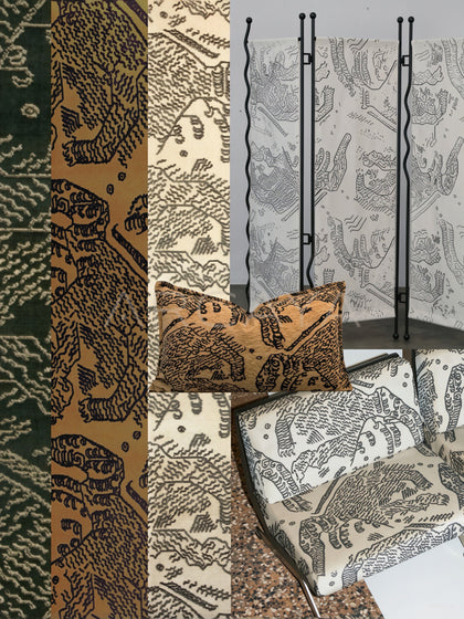 Tiger Mountain Velvet Folding Screen - scene
