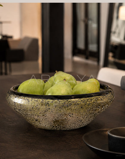 Handmade Silver Glazed Glass Fruit Bowl - scene