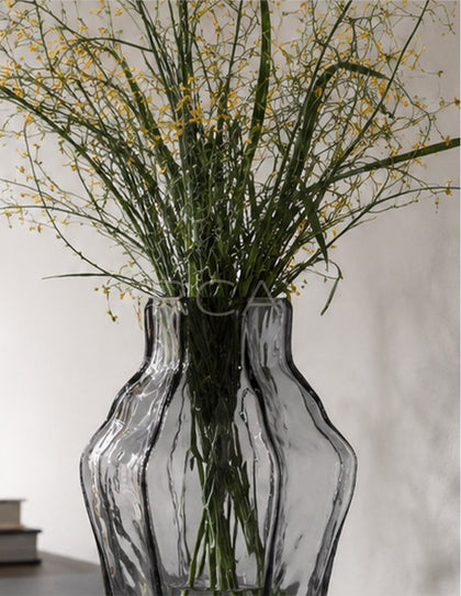 Angular Clear Glass Vase Dining - scene