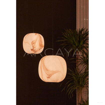 Stone Geometric Rounded Cube Pendant Light 97376 - scene