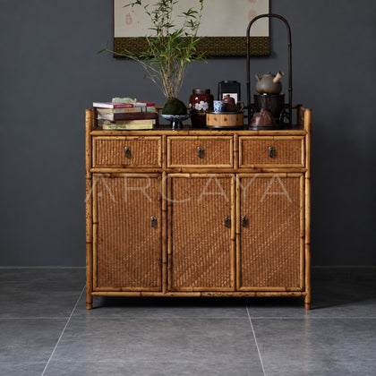 Bamboo Woven Three Door Sideboard - main