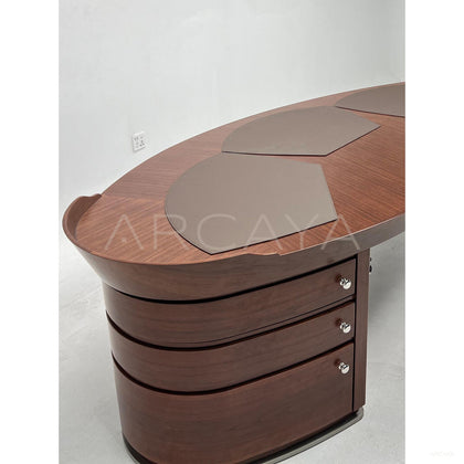 Italian Curved Solid Wood Executive Desk - scene