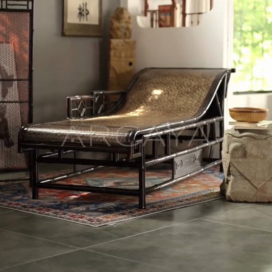 Curved Bamboo Woven Chaise Lounge - main