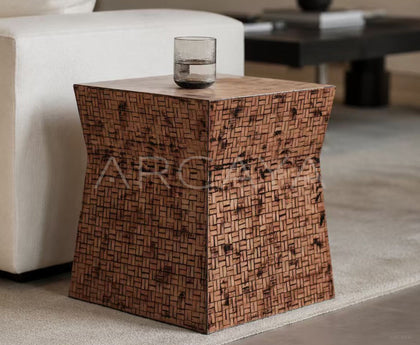 Handwoven Bamboo Side Table - scene