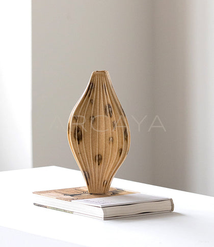 Vintage Ochre Irregular Ceramic Vase - scene