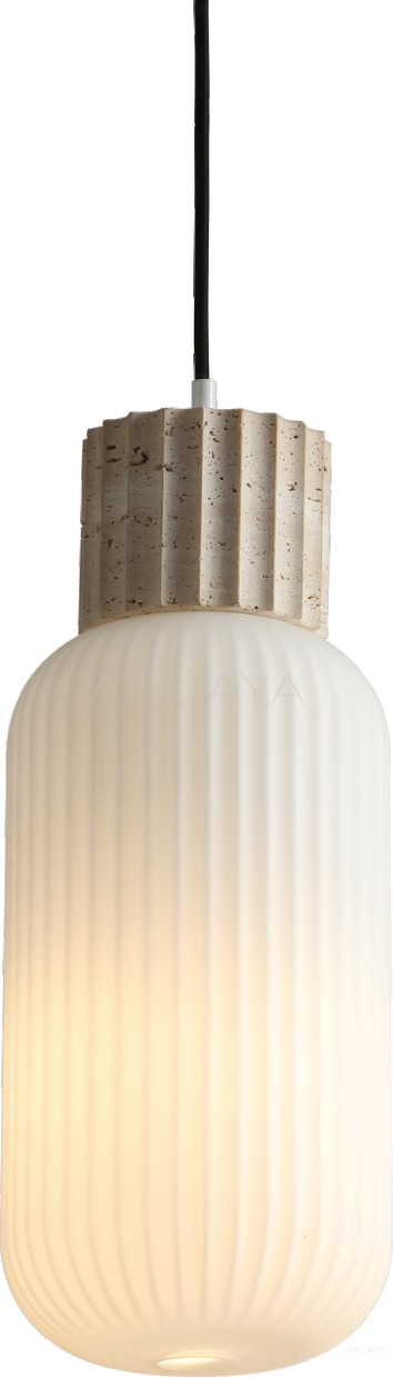 Travertine Ribbed Globe Pendant Light 95191 - scene