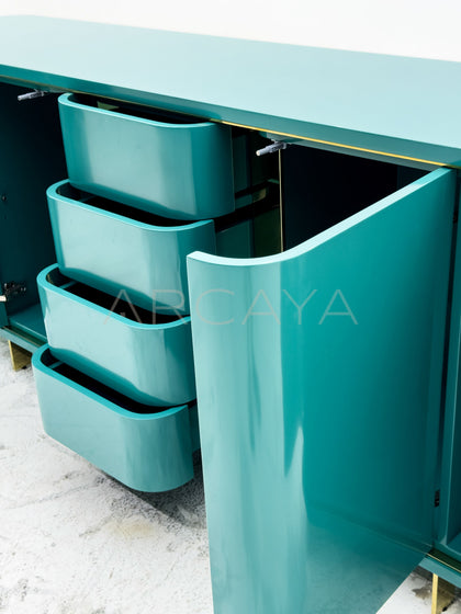 Curved Lacquered Storage Sideboard - detail