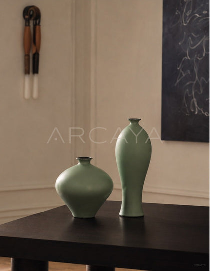 New Chinese Matte Celadon Ceramic Vase - scene