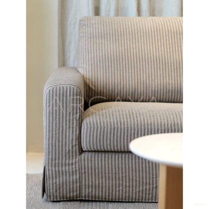 Dio Floating Island Sofa Striped Linen - scene