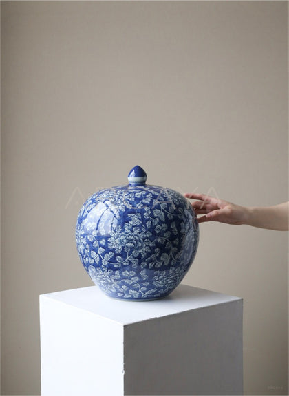 Blue White Song Aesthetic Entryway Jar Vase - scene