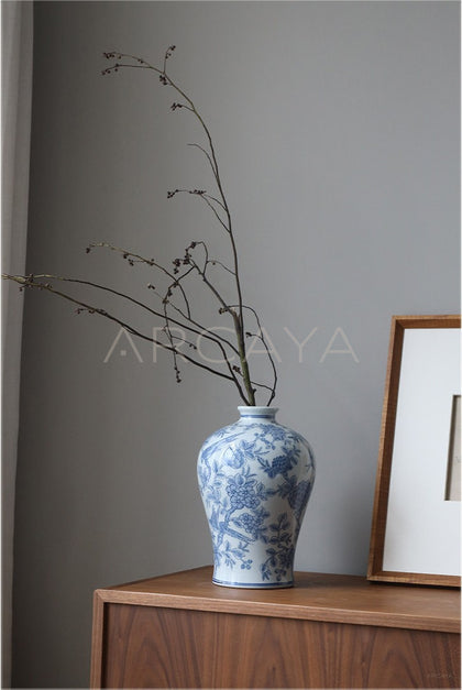 Blue White Porcelain Entryway Jar Vase - scene