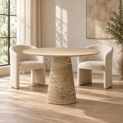 Natural Cream Travertine Dining Table - scene