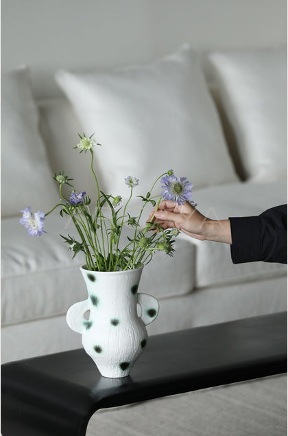 Dadan Green Dot Double Ear Vase - scene