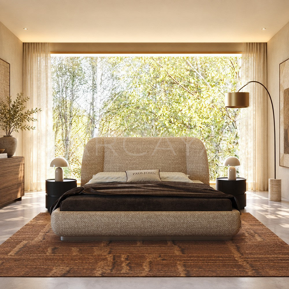 Minimalist Curved Embrace Linen Bed - main