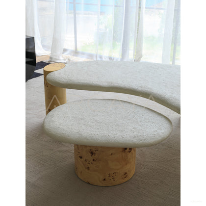 Organic Shape Stone Top Coffee Table - scene
