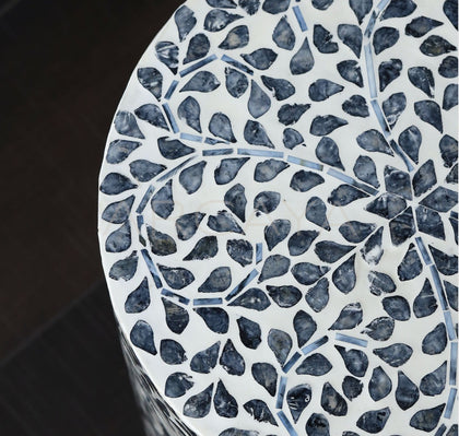 Shell Inlay Round Side Table Stool - scene