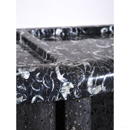 Fossil Pattern Stone Side Table - scene