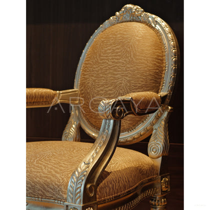 Silver Leaf Hand Carved Animal Print Chair - scene