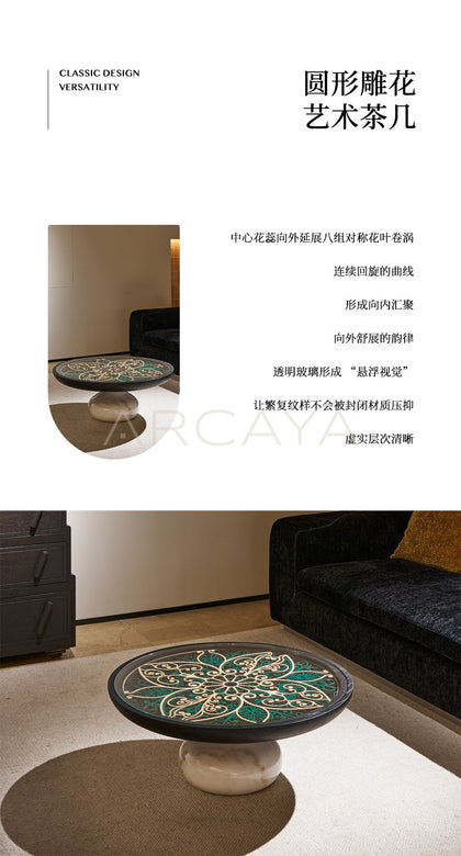 Carved Sculptural Art Coffee Table - scene