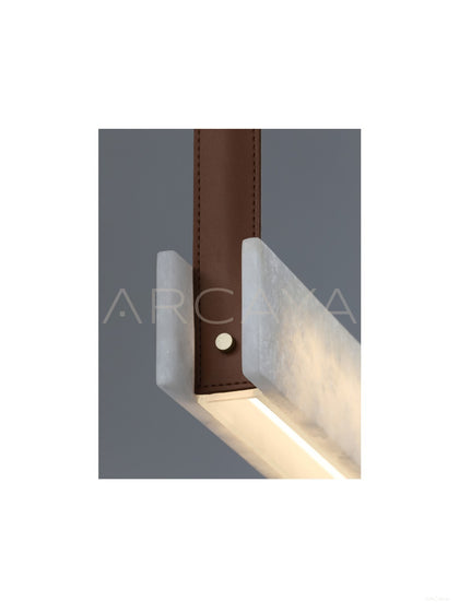 Leather Strap Stone Linear Pendant Light 97130 - scene