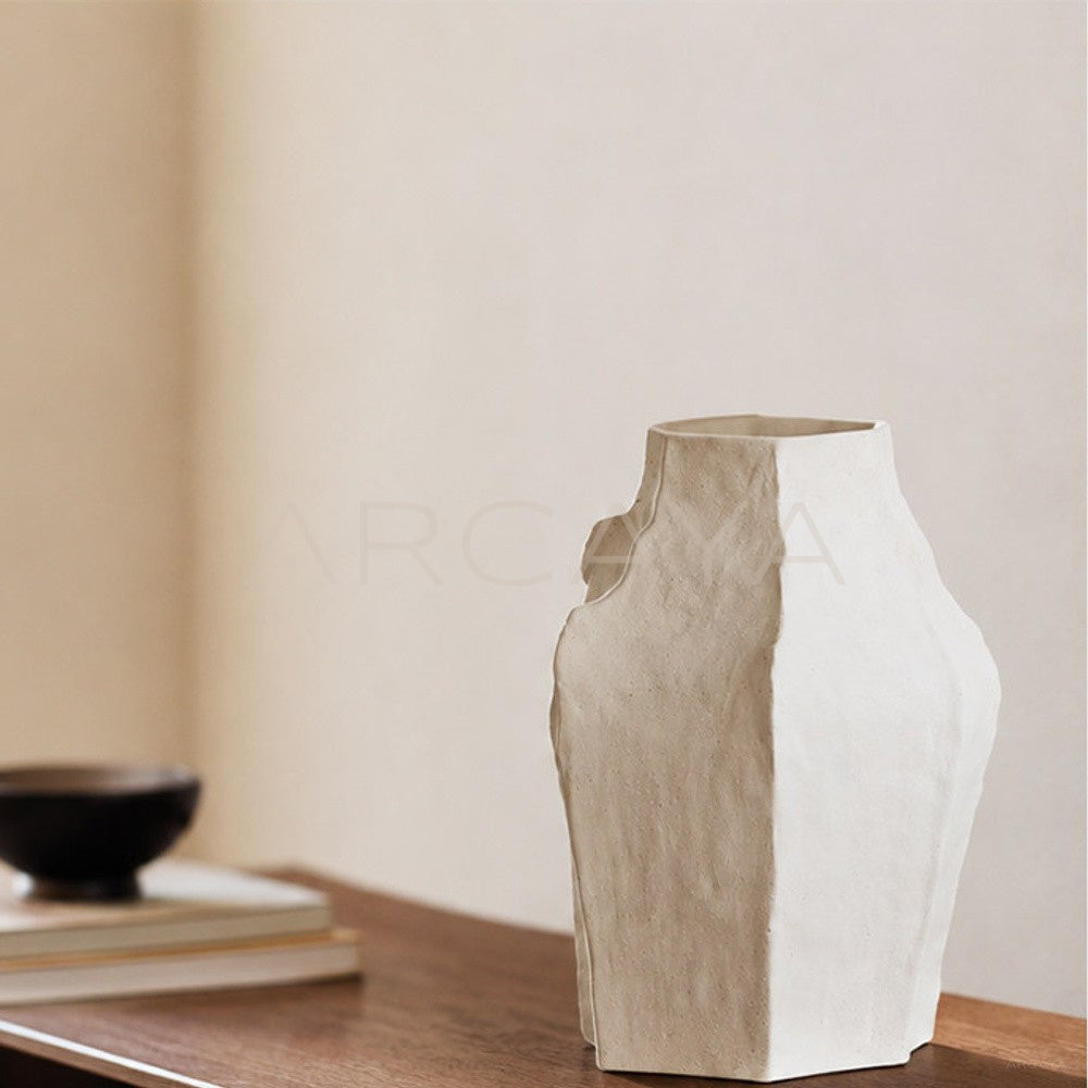 Wabi Sabi Textured Plain White Vase Entryway - main