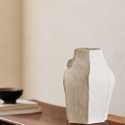 Wabi Sabi Textured Plain White Vase Entryway - main