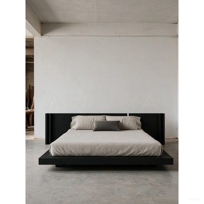 Yamato Minimalist Solid Wood Bed - scene