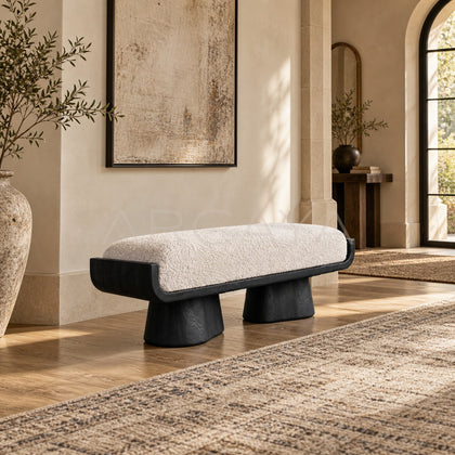 Sculptural Oak Bench - scene