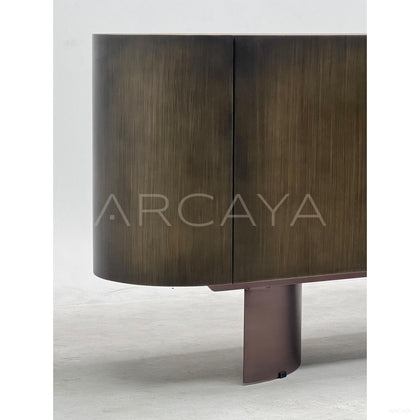 Italian Bronze Metal Stone Curved Sideboard - scene