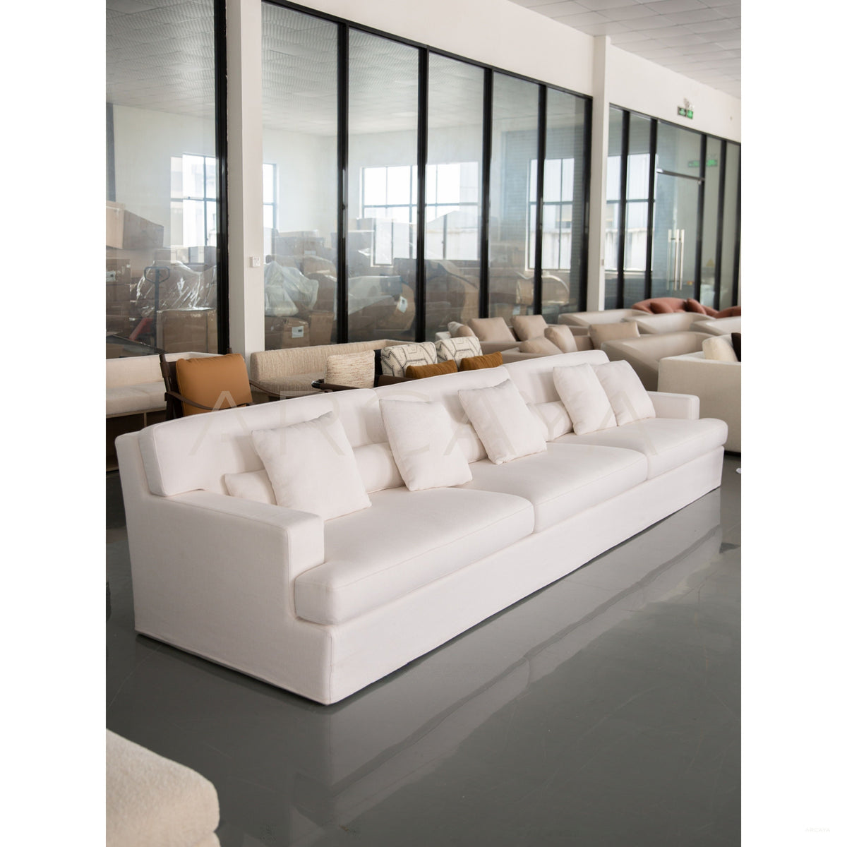 Minimalist Cream White Sofa in detail