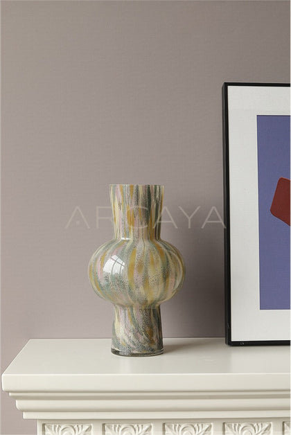 Mid Century Tall Glass Peony Vase - scene