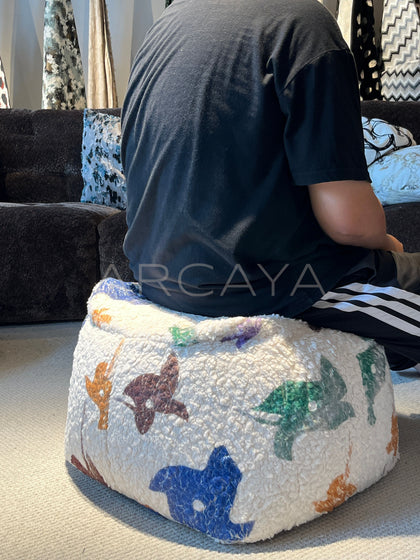 Checkerboard Pouf Stool - scene