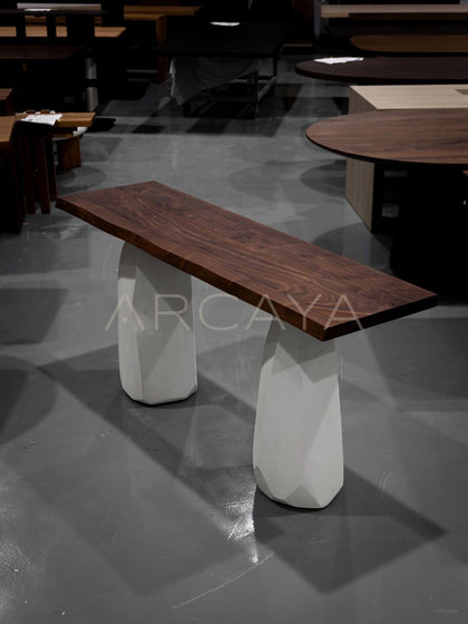 Black Walnut Microcement Base Long Table - scene