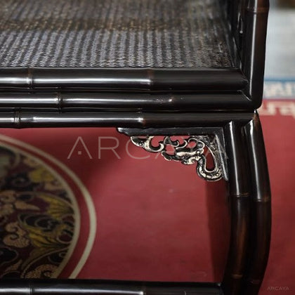 Carved Purple Bamboo Luohan Daybed - detail