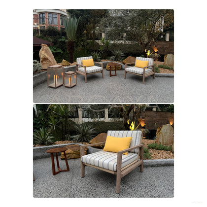 California Teak Sunbrella Outdoor Set - scene