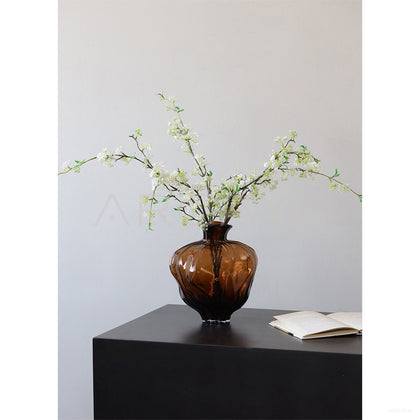 Mid Century Round Belly Glass Vase - scene