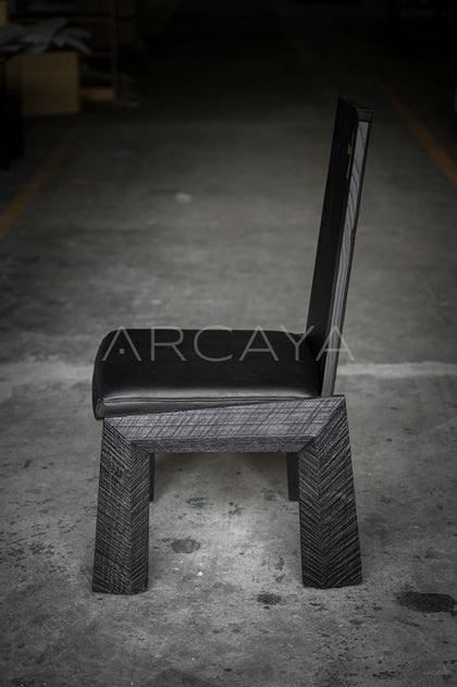 Wabi Sabi Charcoal Black Solid Wood Chair - scene